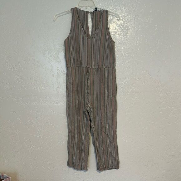 ANTHROPOLOGIE DREW  Linen Blend Striped Jumpsuit Romper MEDIUM SMALL - Picture 2 of 13